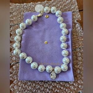 Melinda Maria White Chunky  Pearl Necklace with  Pendant